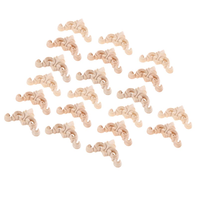 MUXSAM 20Pcs Furniture Onlay Applique Frame for Home, 4x4cm/1.57"x1.57", Unpainted Woodcarving Corner Decal Cabinet Door Wall Ceiling Dresser - Image 3